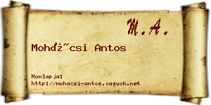 Mohácsi Antos névjegykártya